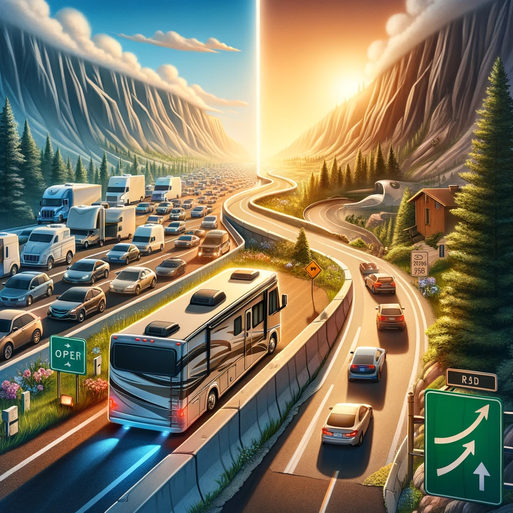 Avoiding congested areas while driving RV