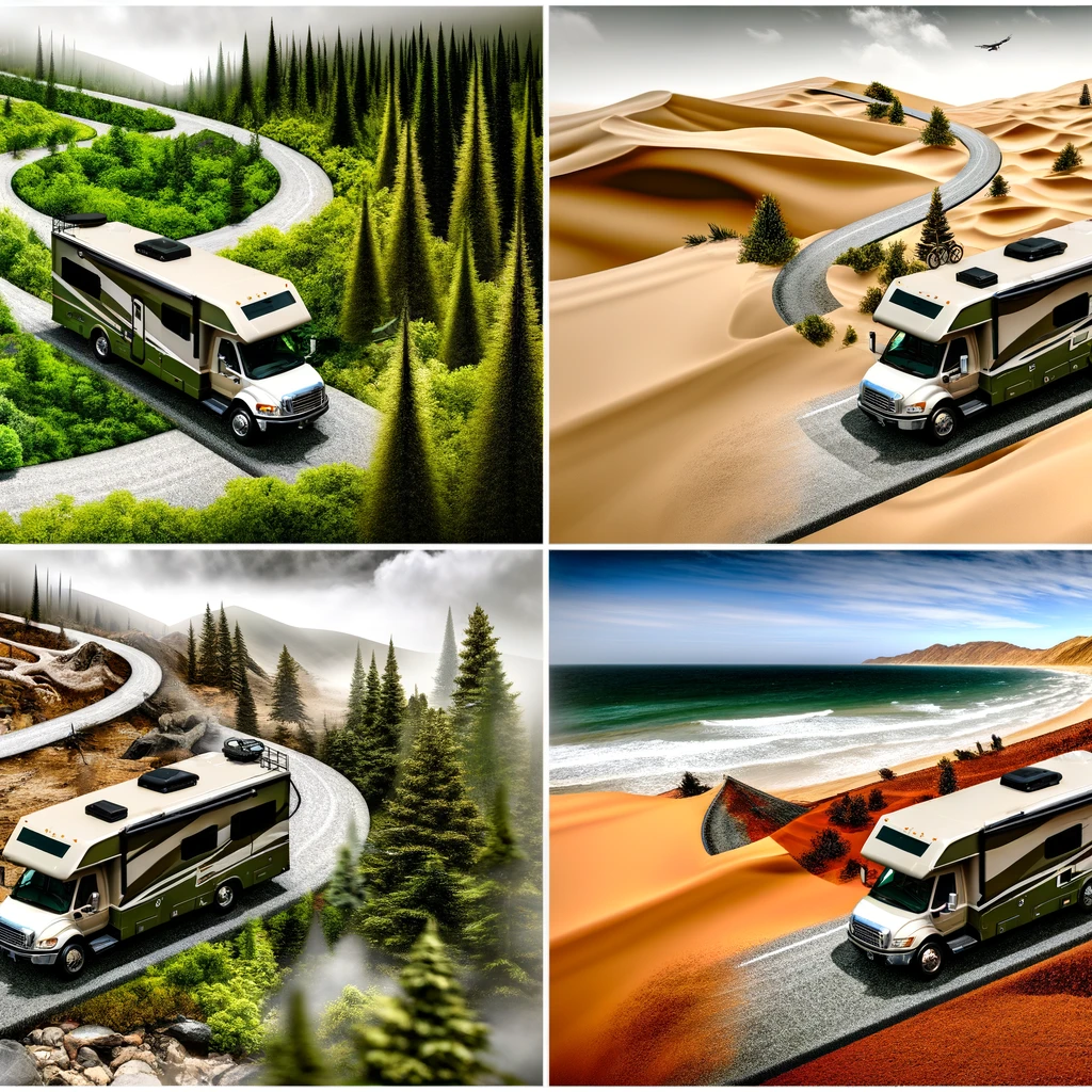 driving RV in different terrains.