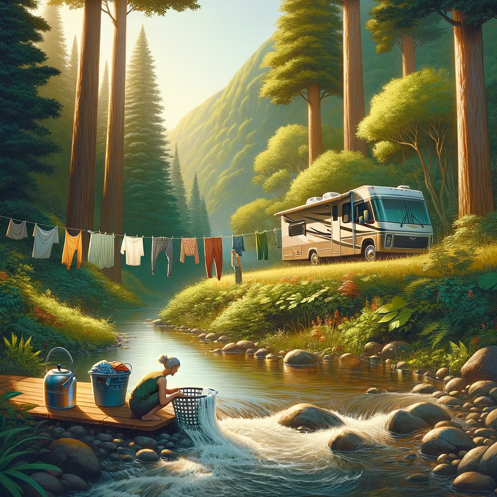Washing clothes in rivers while living in RV