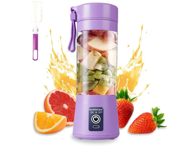 Doublecare Portable Blender Cup,Electric USB Juicer Blender,Mini Blender Portable Blender For Shakes and Smoothies, juice,380ml, Six Blades Great for Mixing,light purple